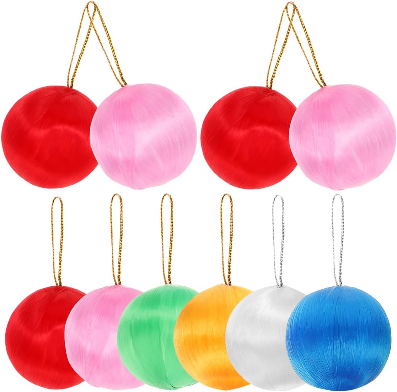 Amosfun 30pcs Colorful Silk Thread Ball Ornaments