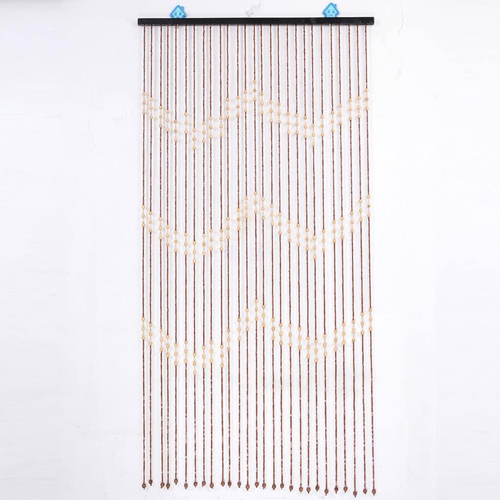 27 Strands Brown Wood Beaded Curtain Panels