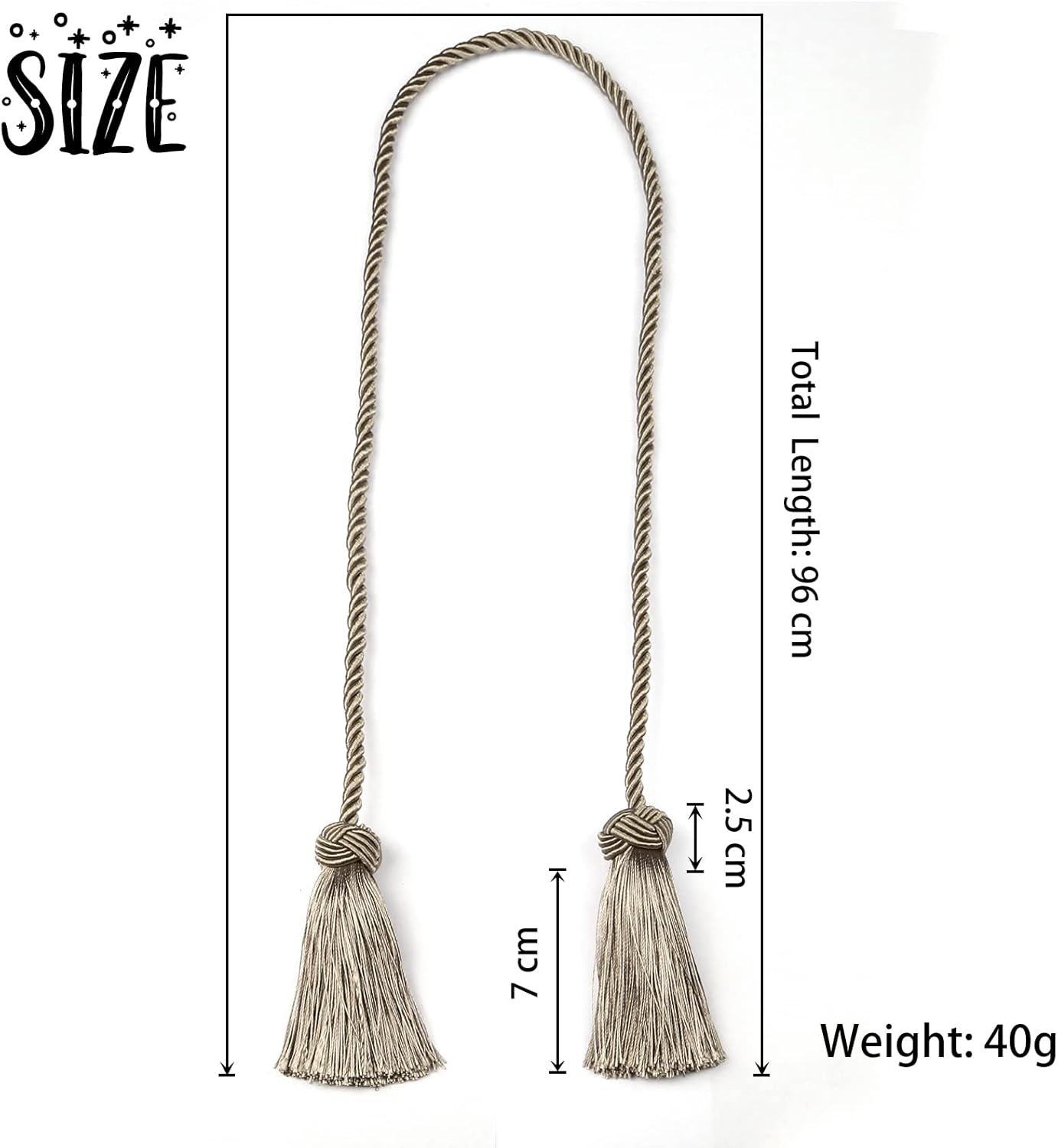 BEL AVENIR 2 Pack Curtain Tiebacks with Tassel Flaxen