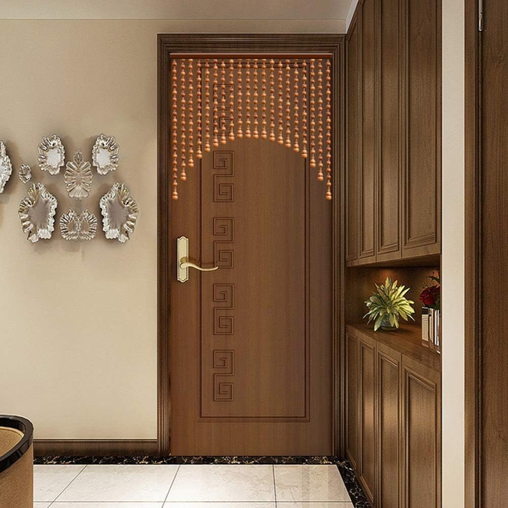 Beaded Curtain with Wooden Beads Door String for Room Divider Window Decoration