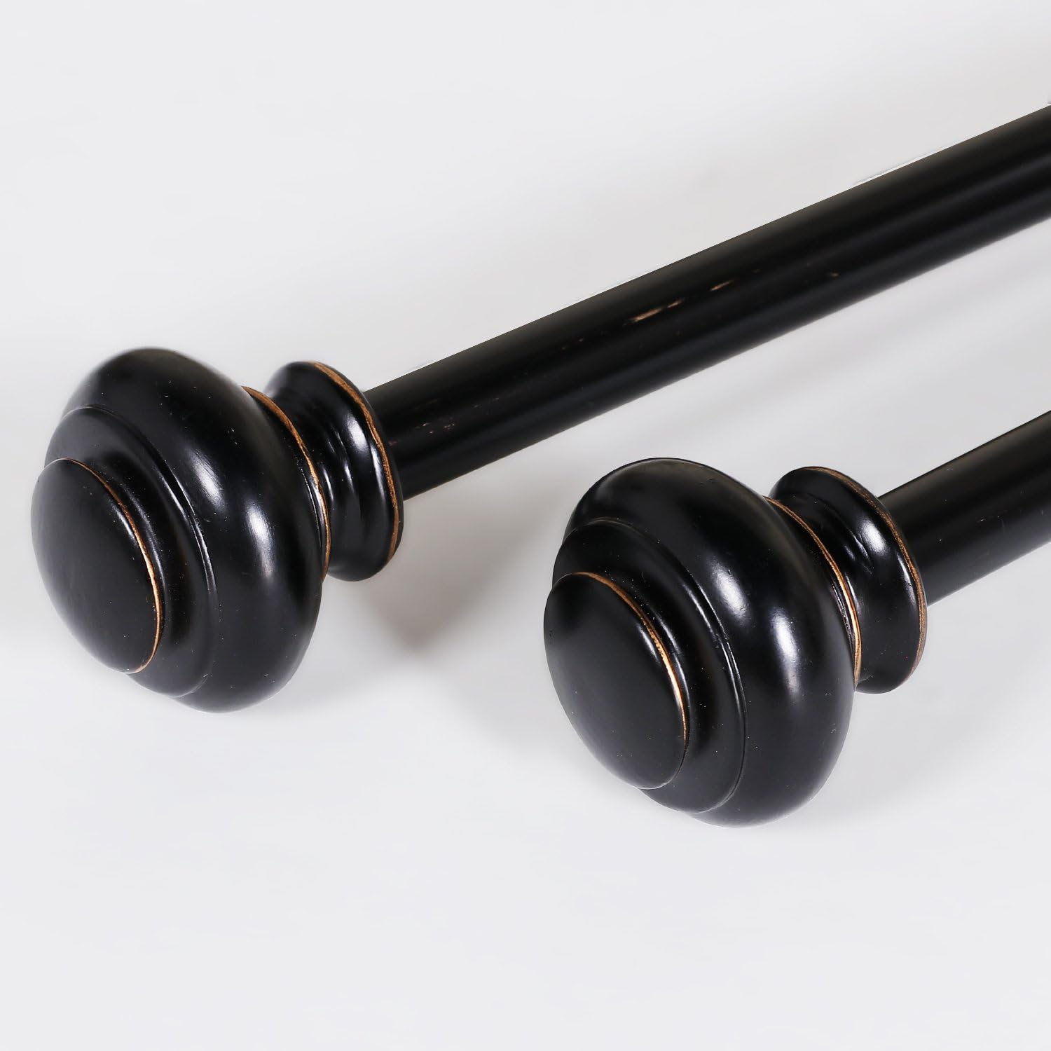 Turquoize Black Adjustable Single Curtain Rod 2 Pack