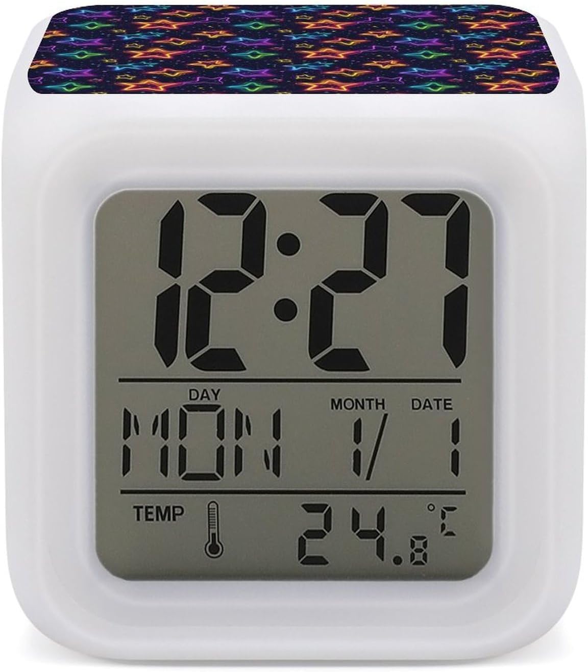 Colorful Stars Digital Alarm Clock with Night Light