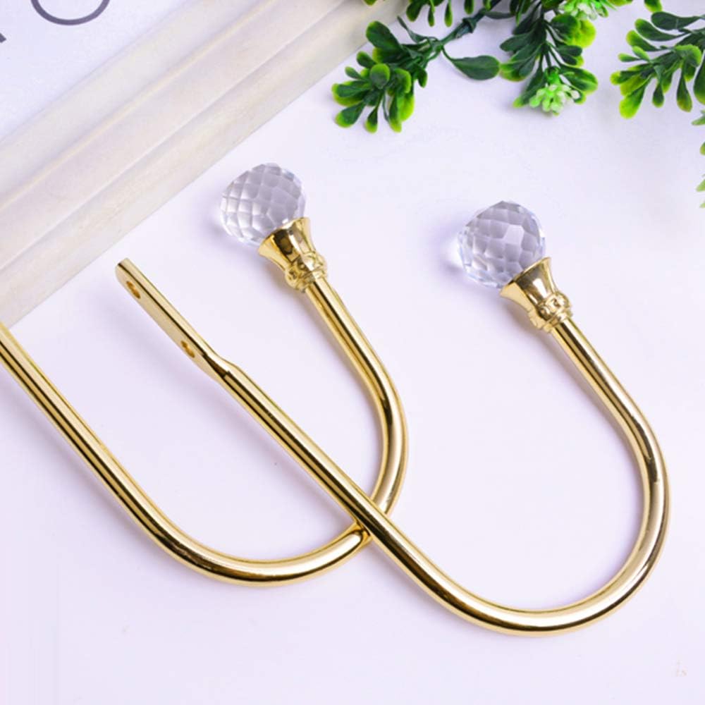 Coolnice 2 Pack Gold Curtain Holdbacks with Screws U Shape Curtain Tiebacks Hooks for Home Office