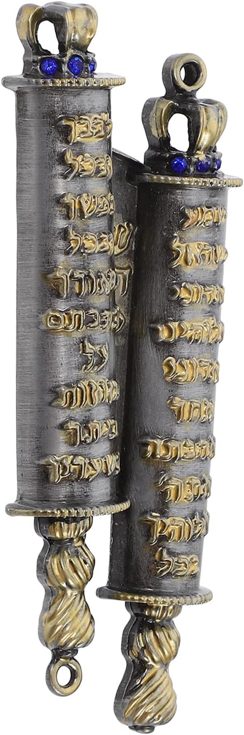 LUOZZY Deep Gray Mezuzah Scroll Case with Gold Lettering