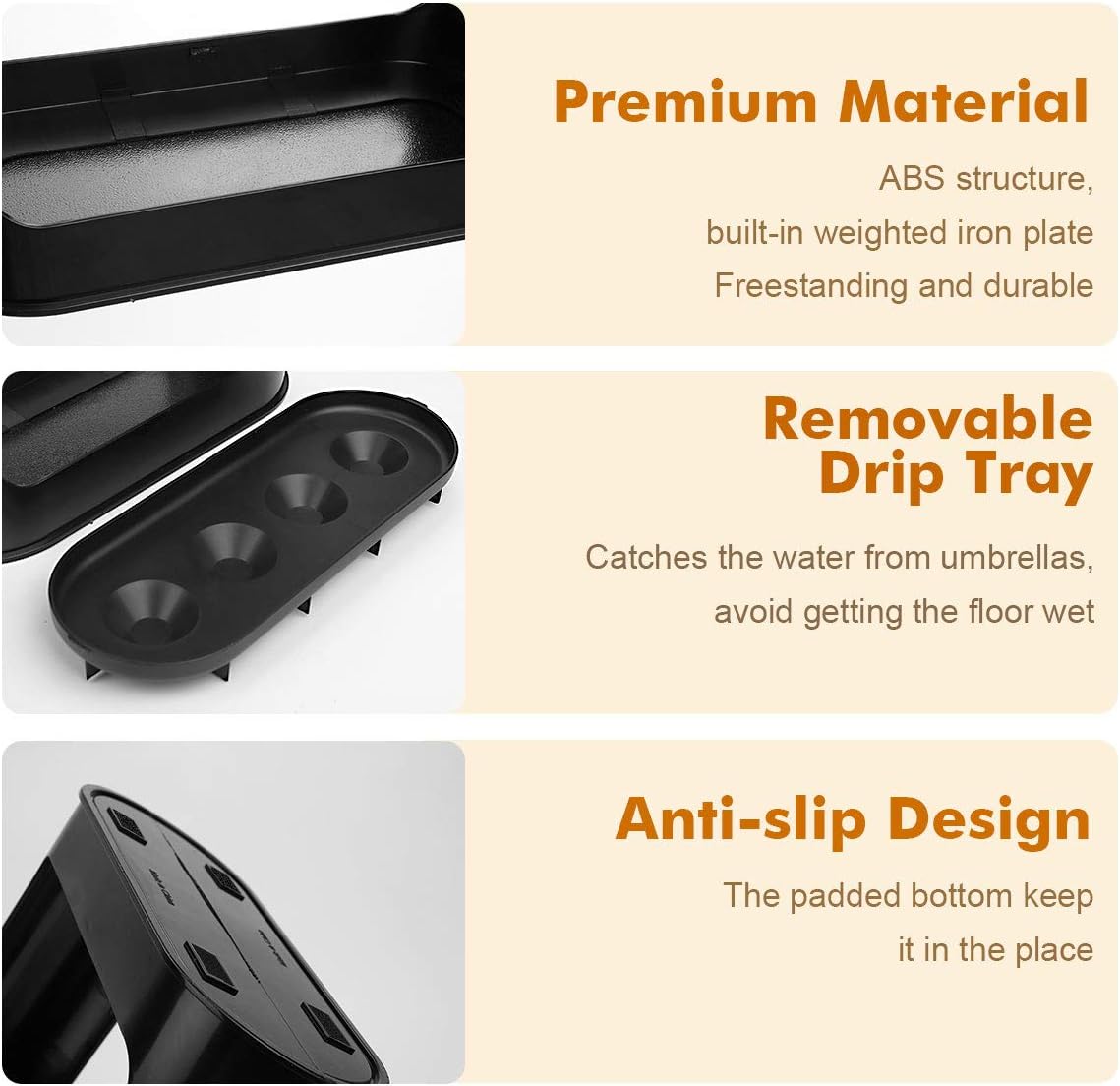 DricRoda Umbrella Stand with Drip Tray 4 Umbrella Holder Black