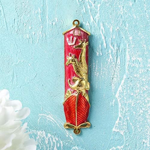 Matashi Hand Painted Mezuzah Gold Plated With Crystals
