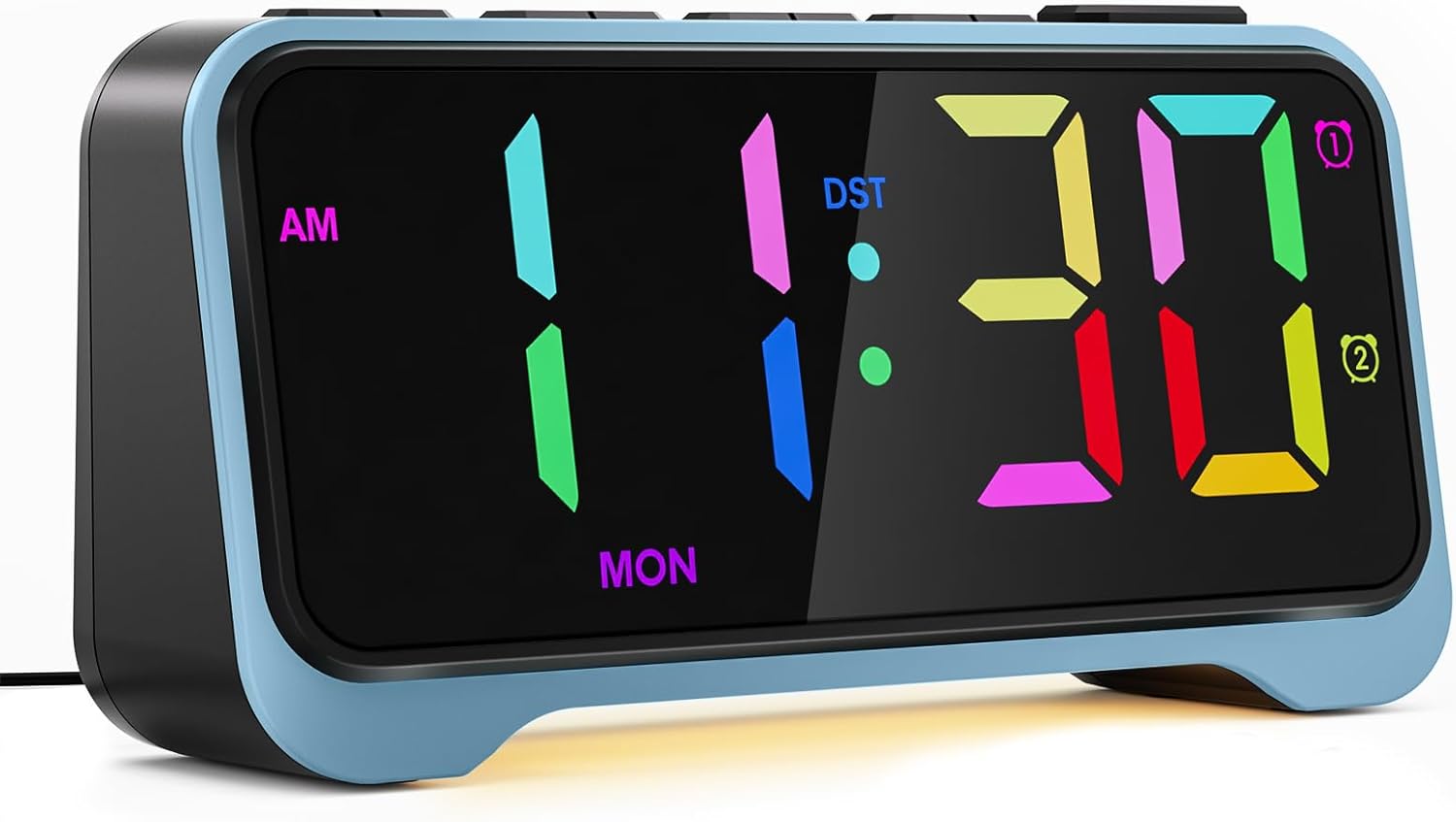 RGB Alarm Clock for Kids Teens Dual Alarm with Night Light and USB Charger