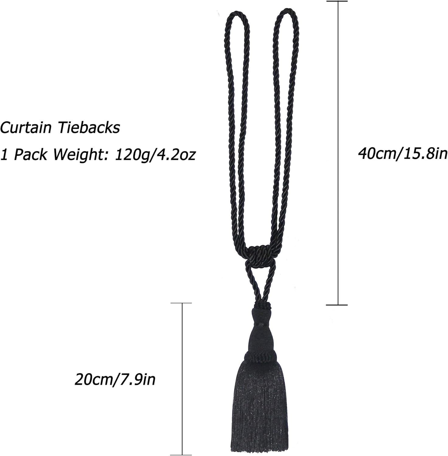 BEL AVENIR 2 Pack Curtain Tiebacks Tassel Drapery Holdbacks