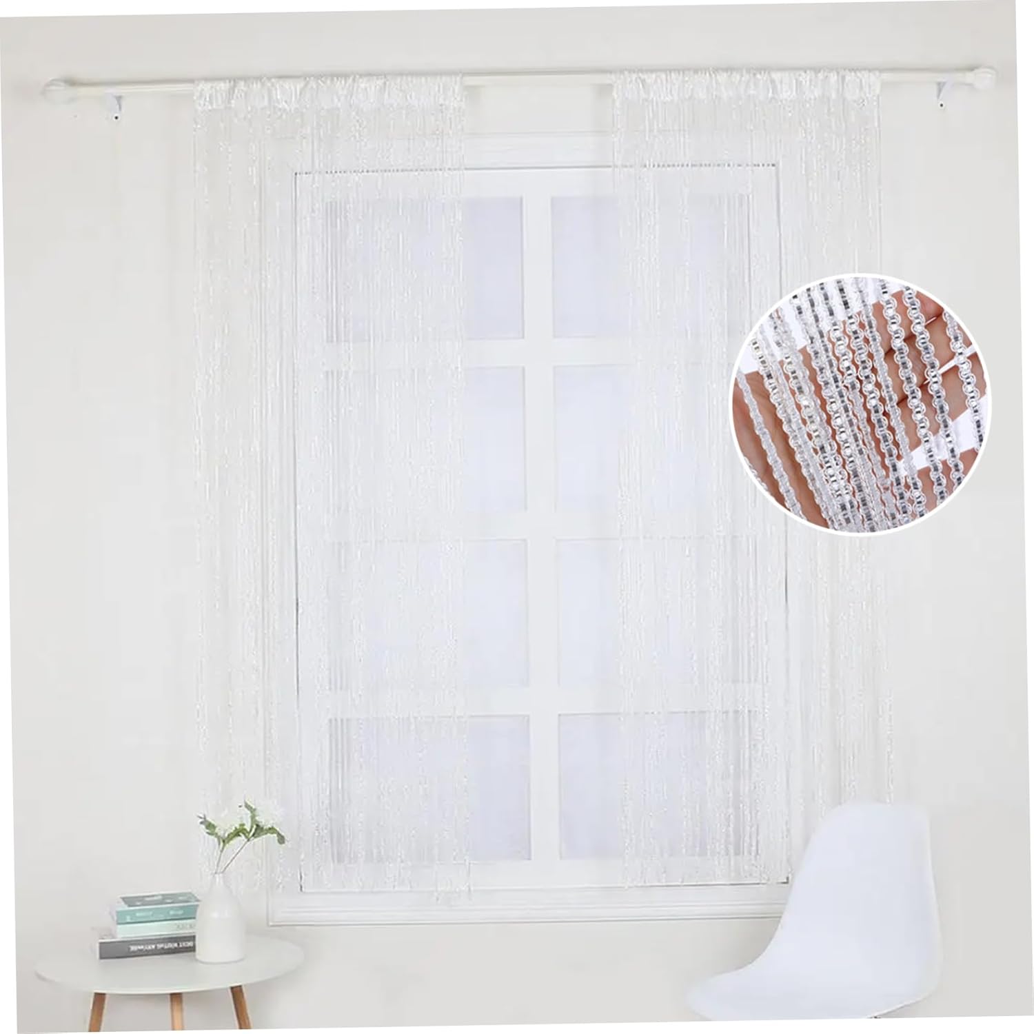 Shiny Beaded Curtain for Doorway and Window Decor