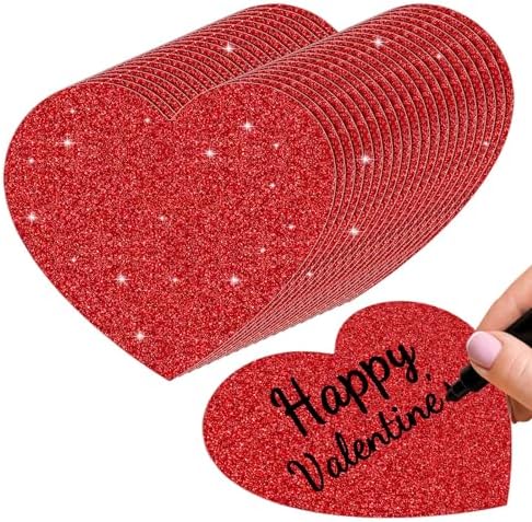 Red Glitter Heart Cutouts with Glue Points for Bulletin Board Decor