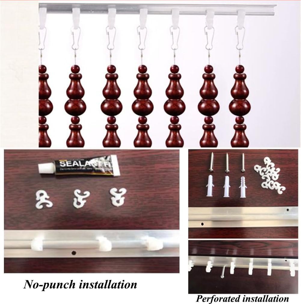 Brown Wood Beaded Curtain for Doorway and Room Divider