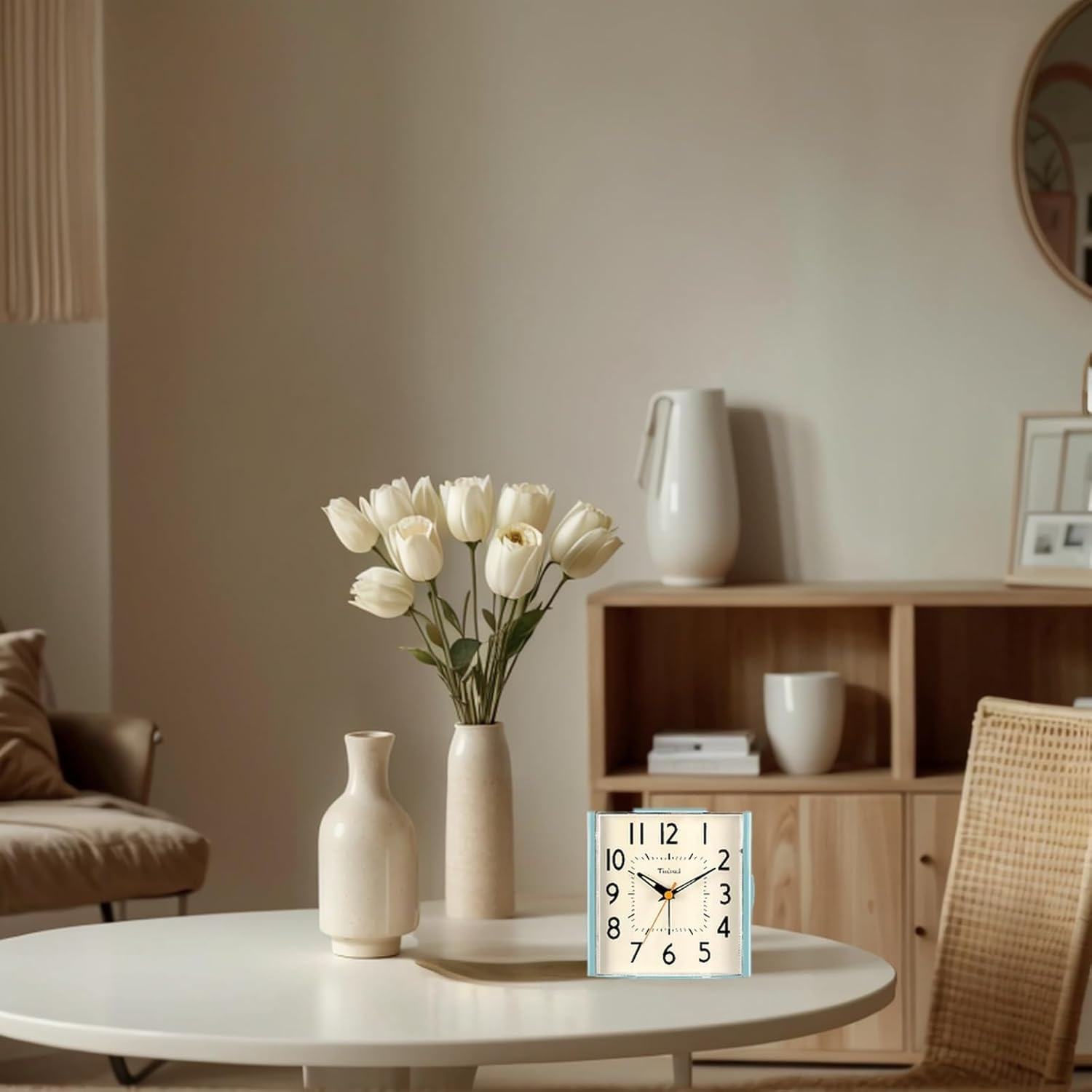 47 Inch Vintage Retro Analog Alarm Clock with Silent No Ticking Design