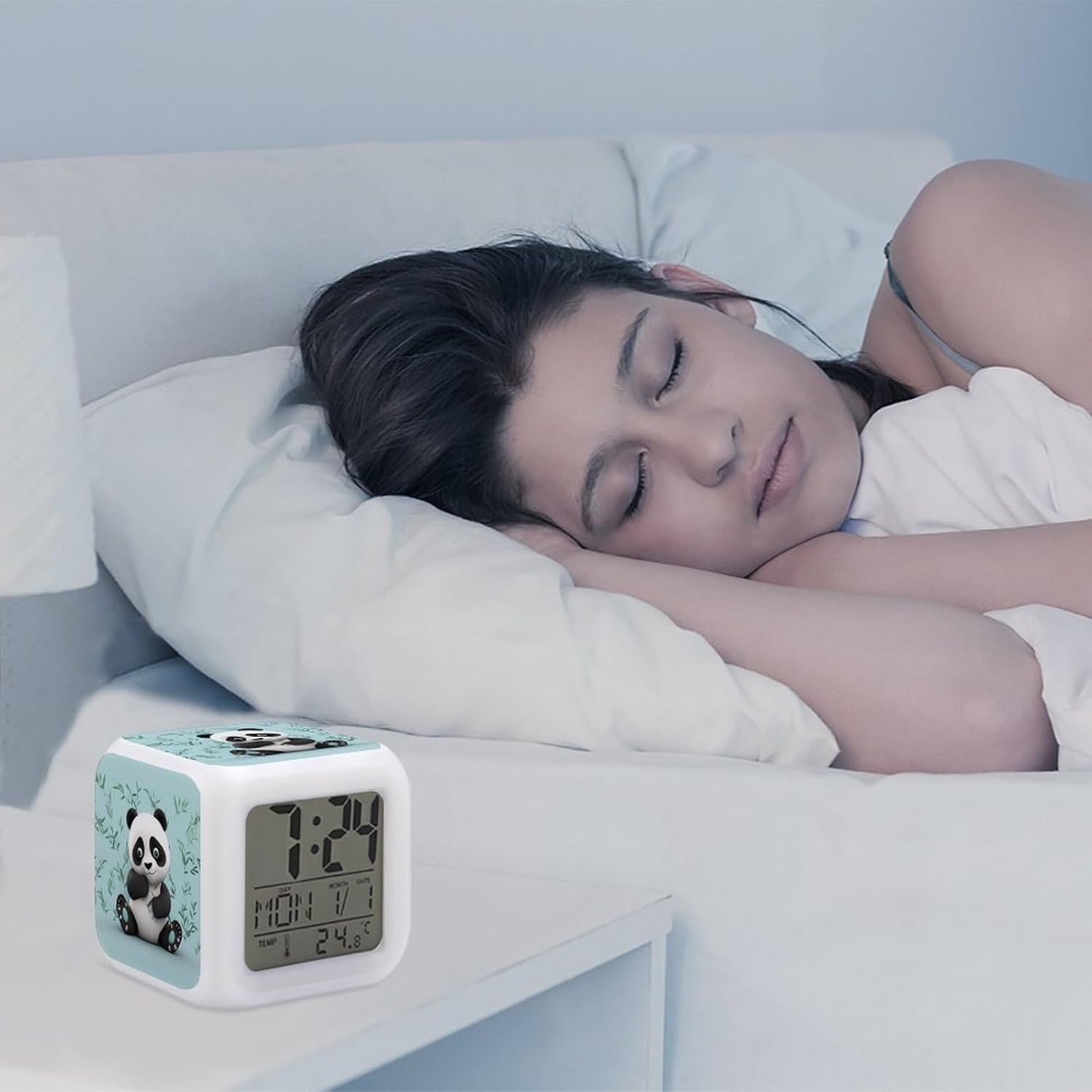 Panda Star 7-Color LED Alarm Clock with Night Light