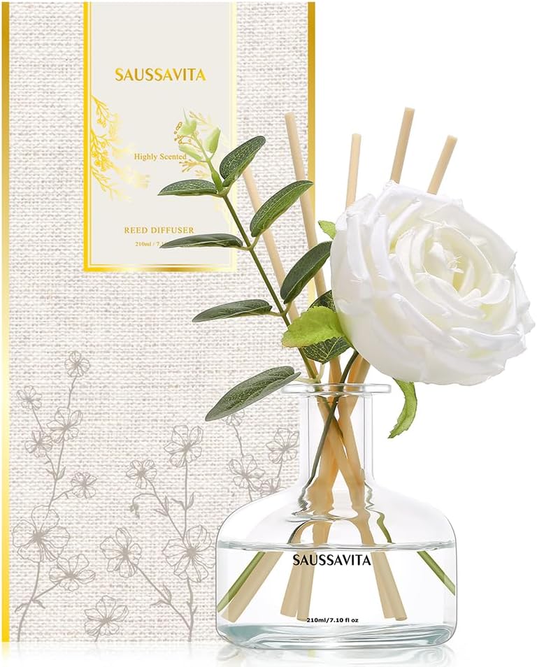 Saussavita Reed Diffusers Set 710 Oz Flower Scented Diffuser with 7 Sticks