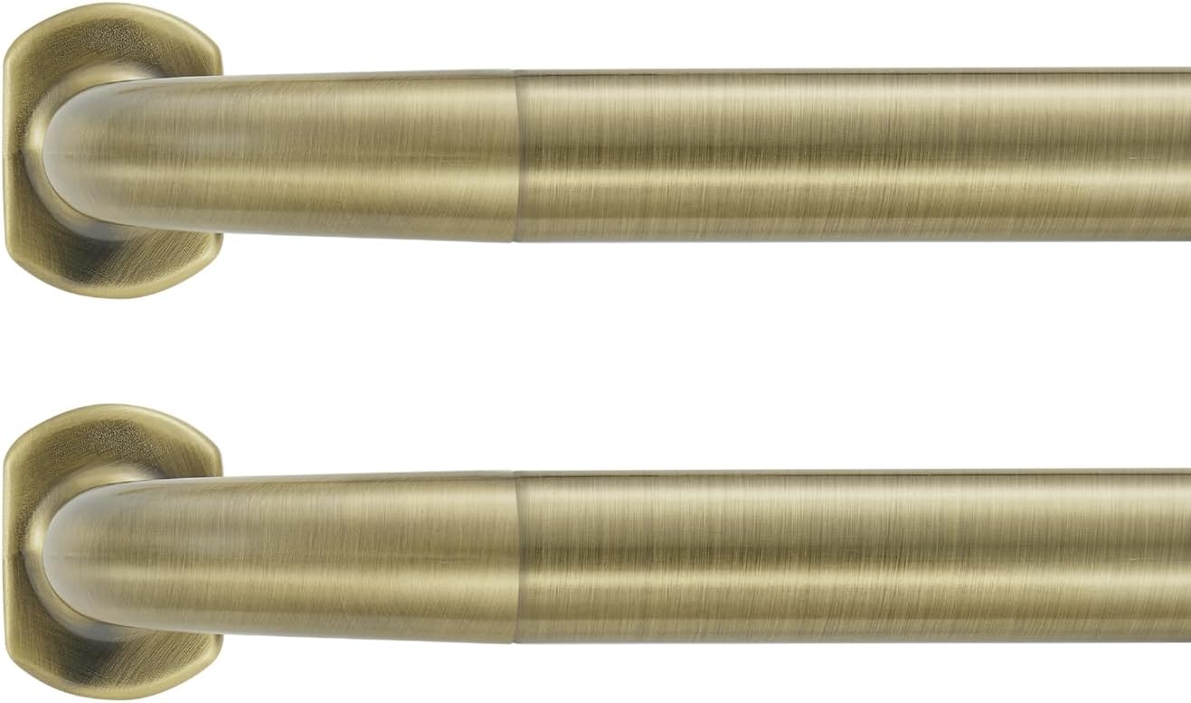 2 Pack 1 Inch Diameter Wrap Around Curtain Rods with Adjustable Length and Antique Bronze Finish