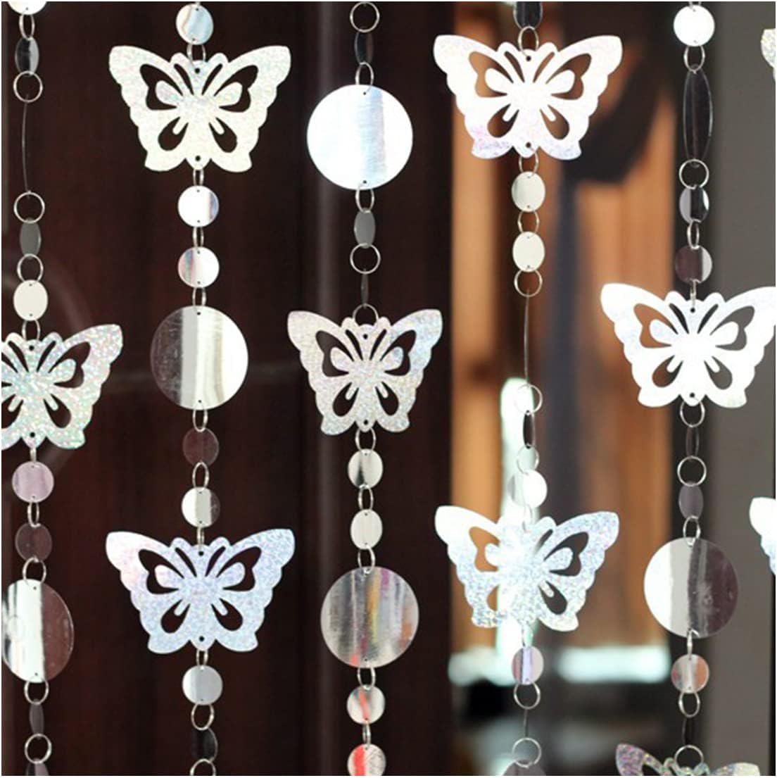 QueenBox 5Pcs 394in Butterfly Sequin Curtain