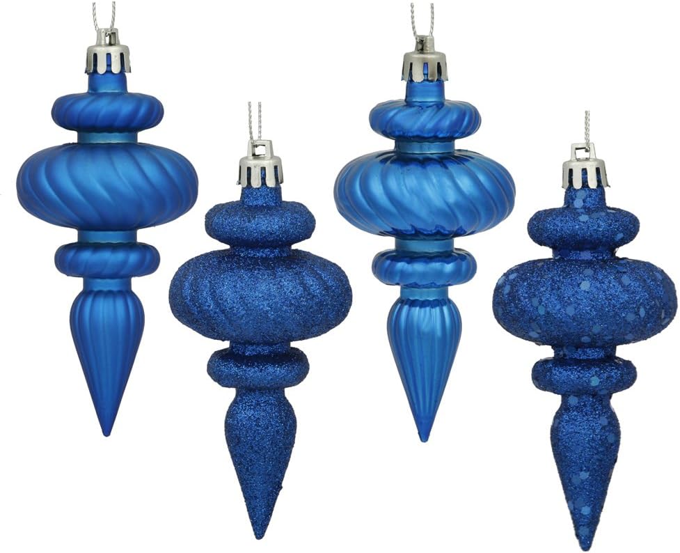 Vickerman 4 4-Finish Finial Ornament 8 Pack