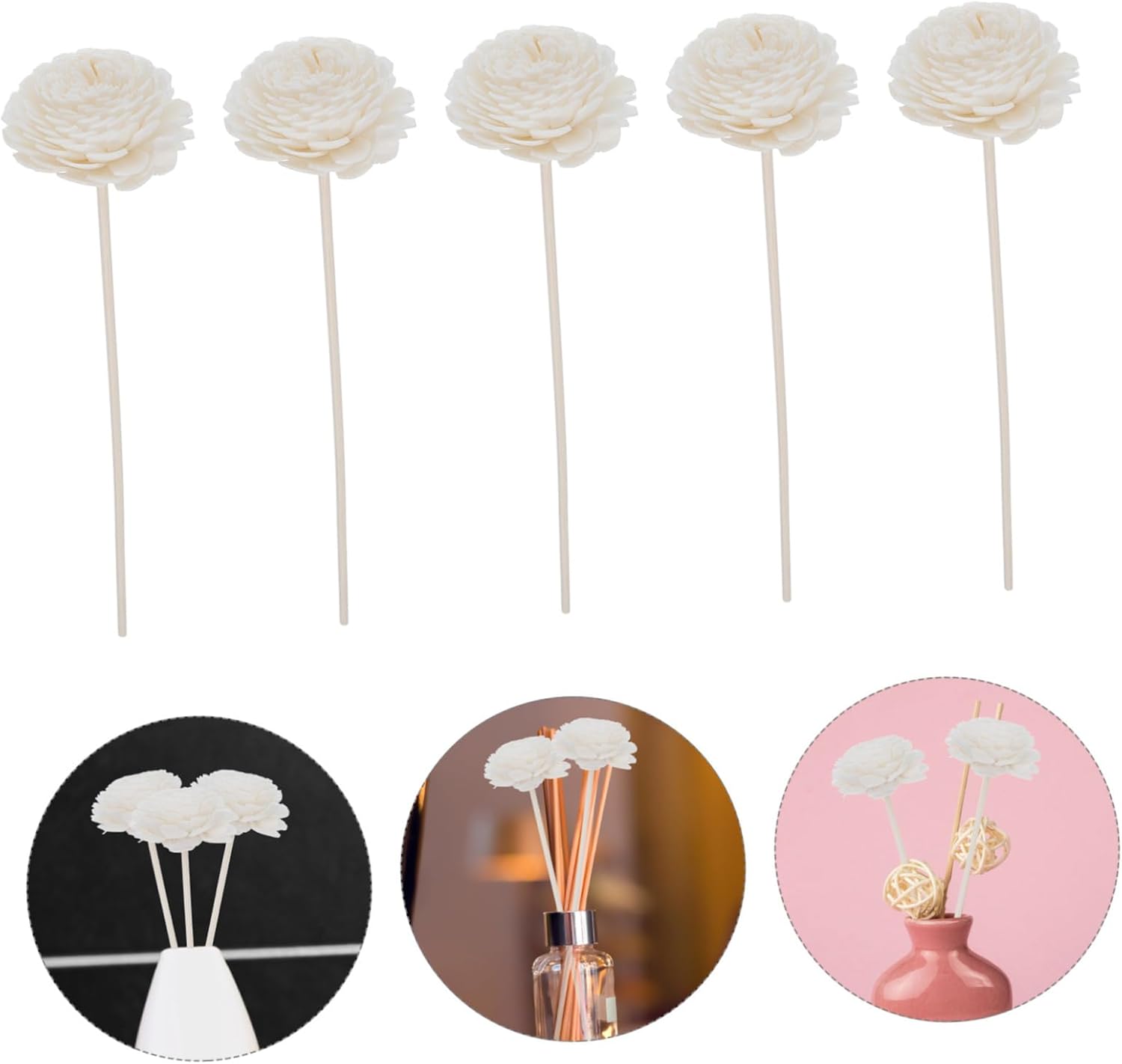 Vaguelly 10pcs Tiny Fake Flower Diffuser Sticks for Home Office Decor