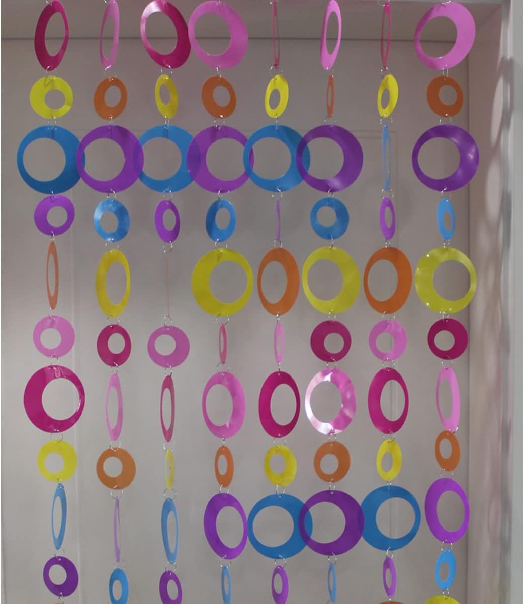 Queenbox 63in 8pcs Colorful Round Sequin Curtain