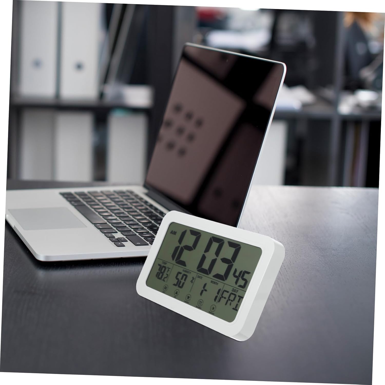 Happyyami Digital Temperature Humidity Clock with LCD Alarm