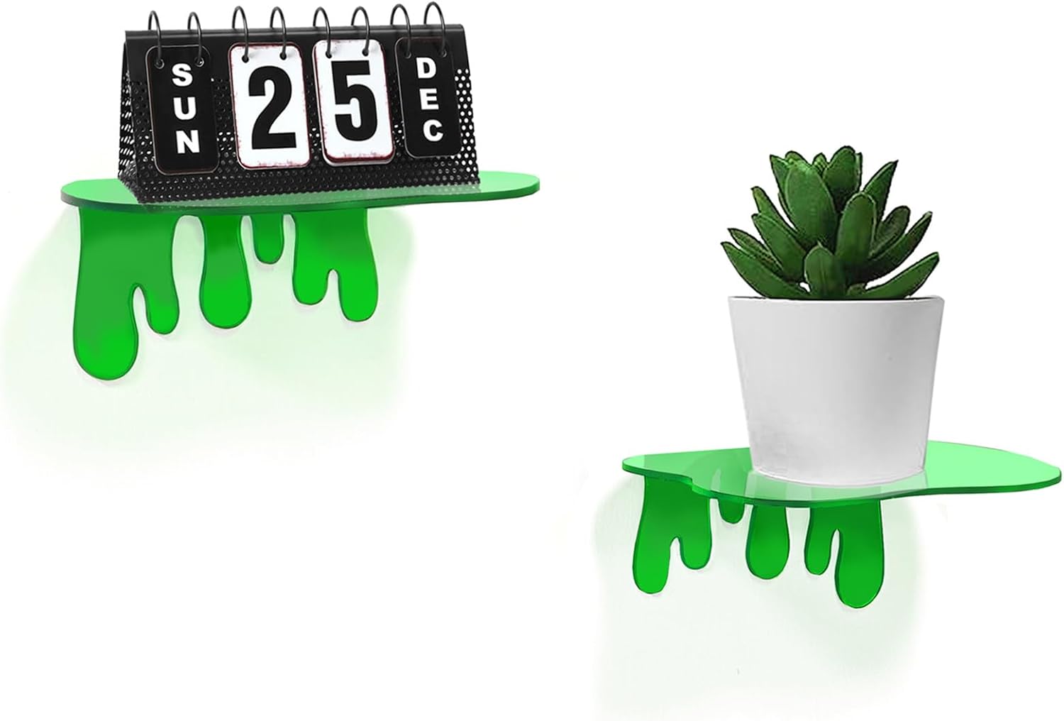 SetGame 2-Pack Green Acrylic Floating Wall Shelves