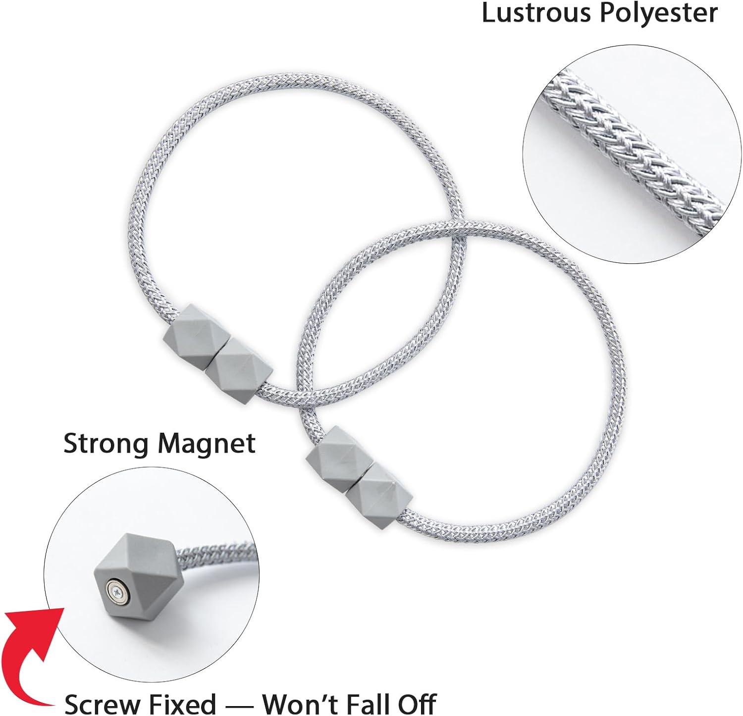 Magnetic Curtain Tiebacks with Thick Twist Rope