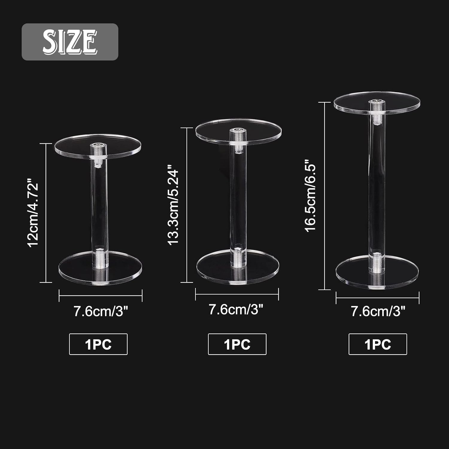 NBEADS 3 Pcs Clear Acrylic Round Pedestal Display