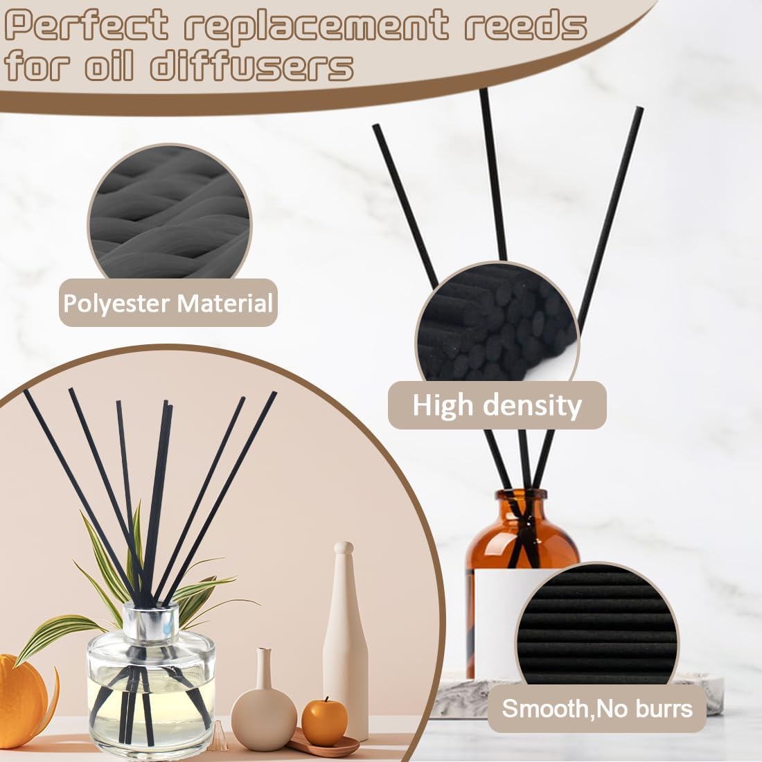100PCS Reed Diffuser Sticks 3mm 12 Inch White