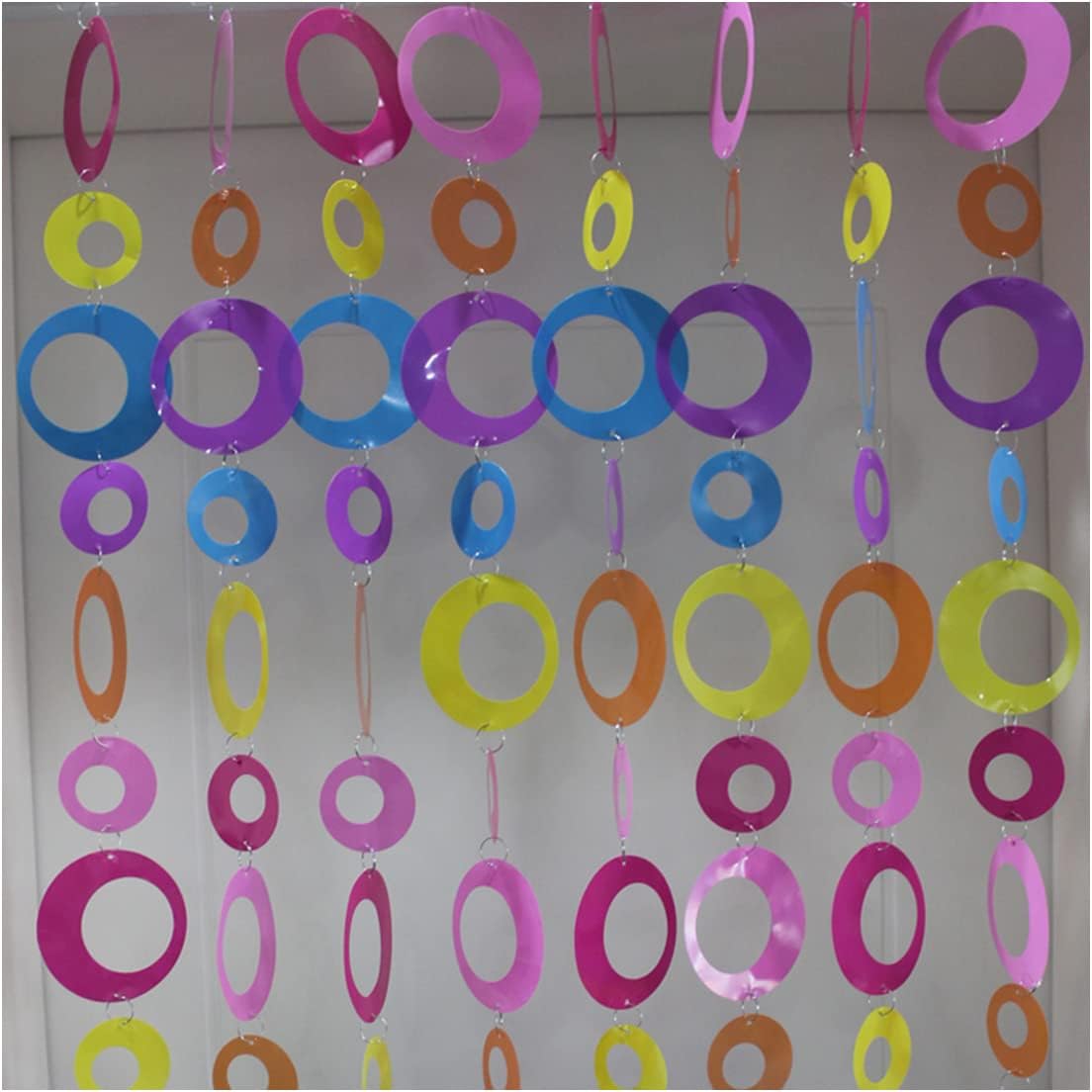 Queenbox 63in 8pcs Colorful Round Sequin Curtain