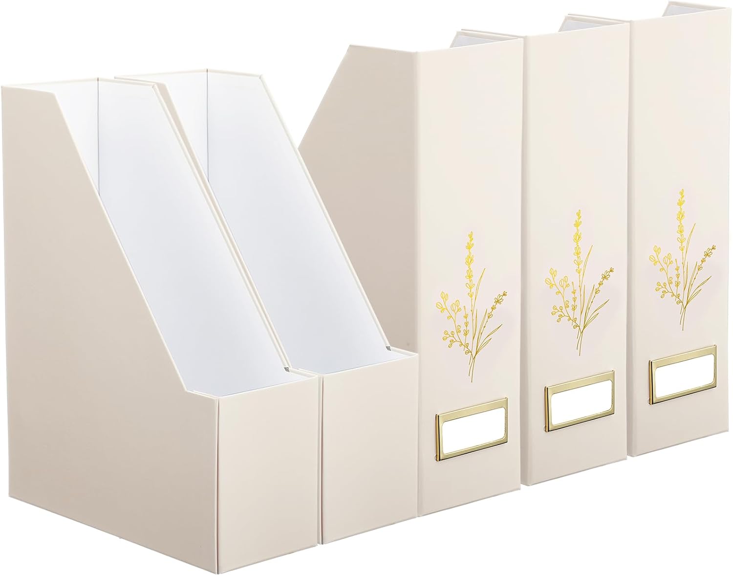 5 Pack Magazine File Holder Vertical Desk Organizer Beige