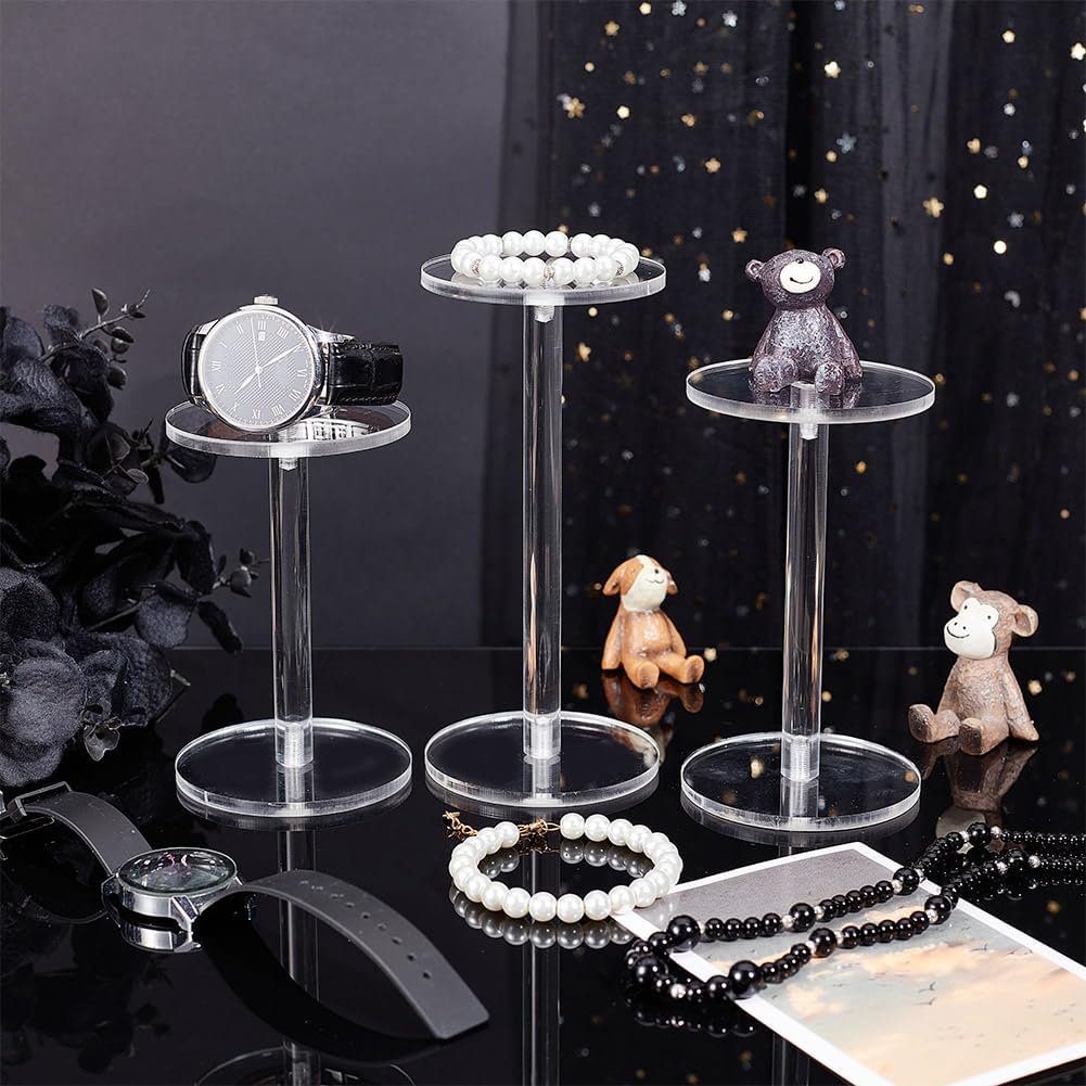 NBEADS 3 Pcs Clear Acrylic Round Pedestal Display