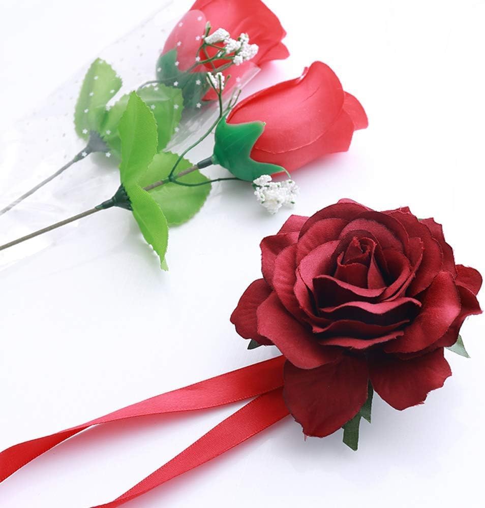 COSLANLEE Magnetic Rose Curtain Tiebacks 2 Pack Red