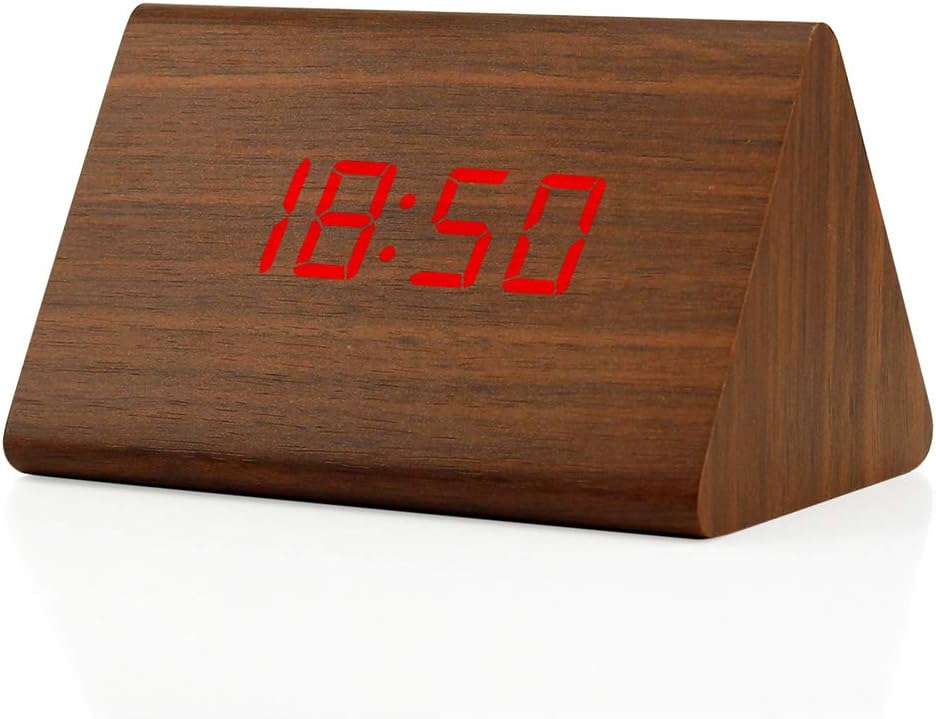 OCT17 Brown LED Alarm Digital Desk Clock with Brightness Control
