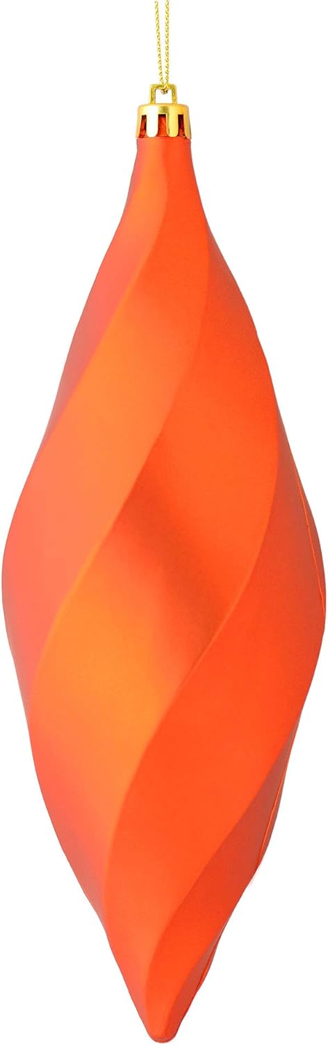 Vickerman 8 Inch Matte Swirl Finial Ornament 6 Pack Burnished Orange
