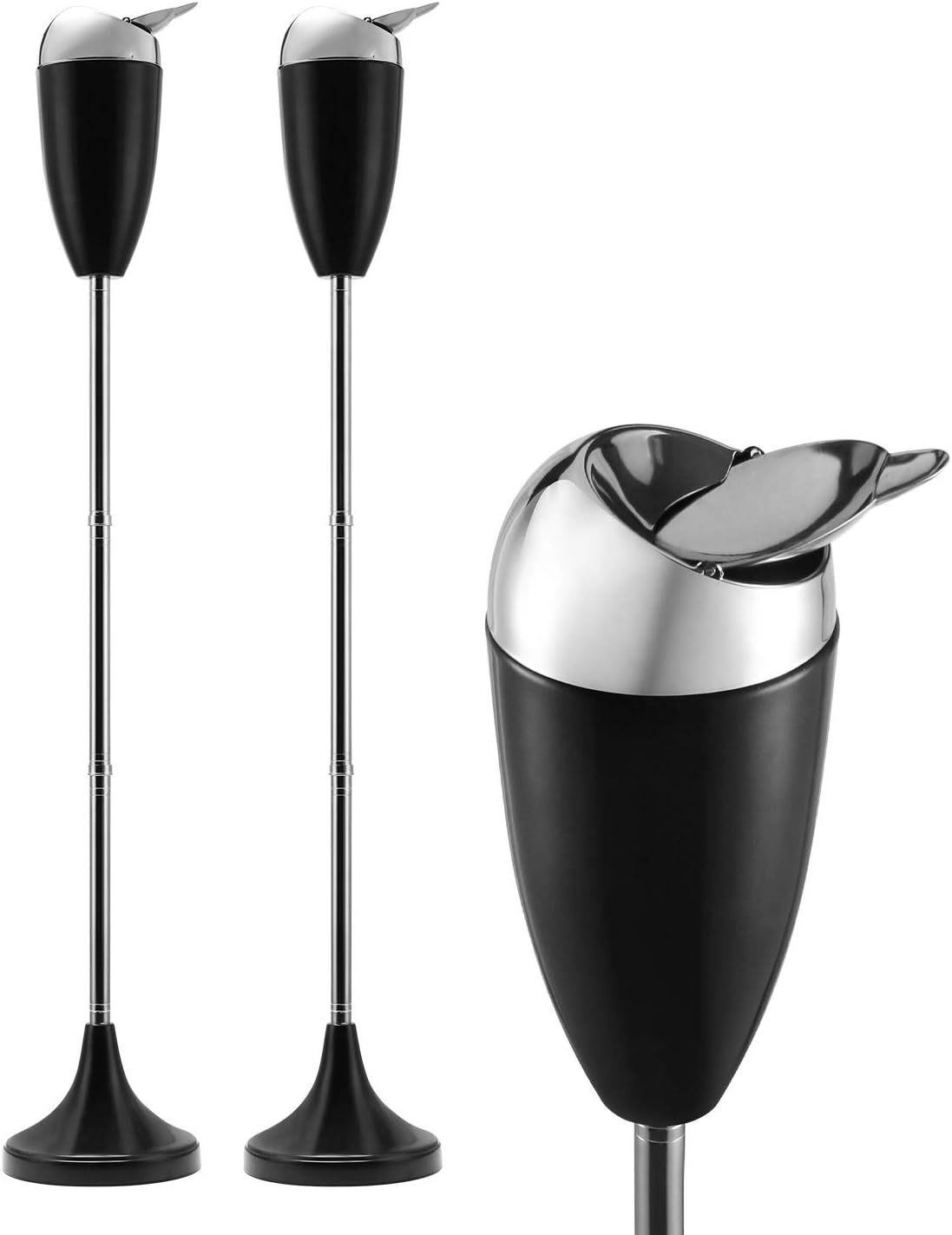 2 Pack Adjustable Black Outdoor Ashtray with Lid