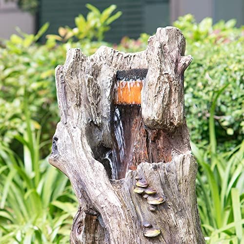 Kinsive Tree Trunk Fountain with Light for Indoor Outdoor Use