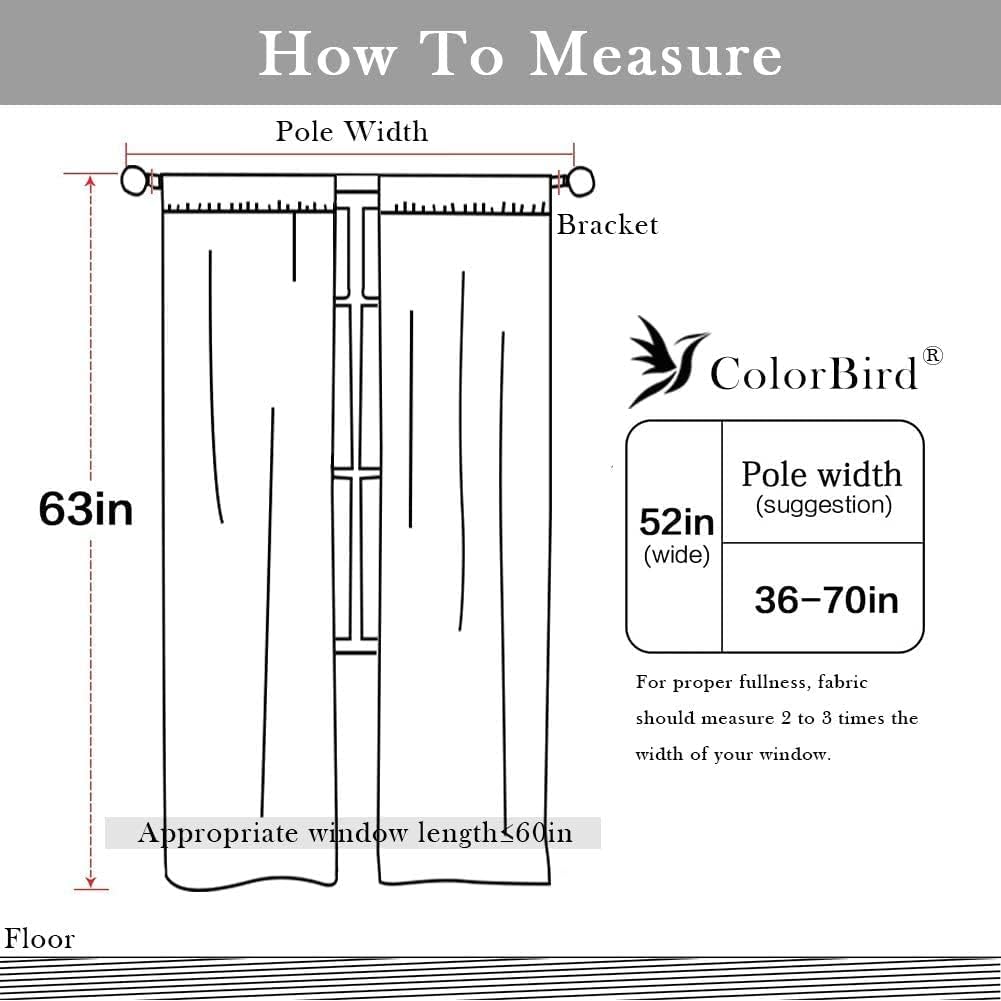 ColorBird White Curtains 2 Panels Rod Pocket Farmhouse Style