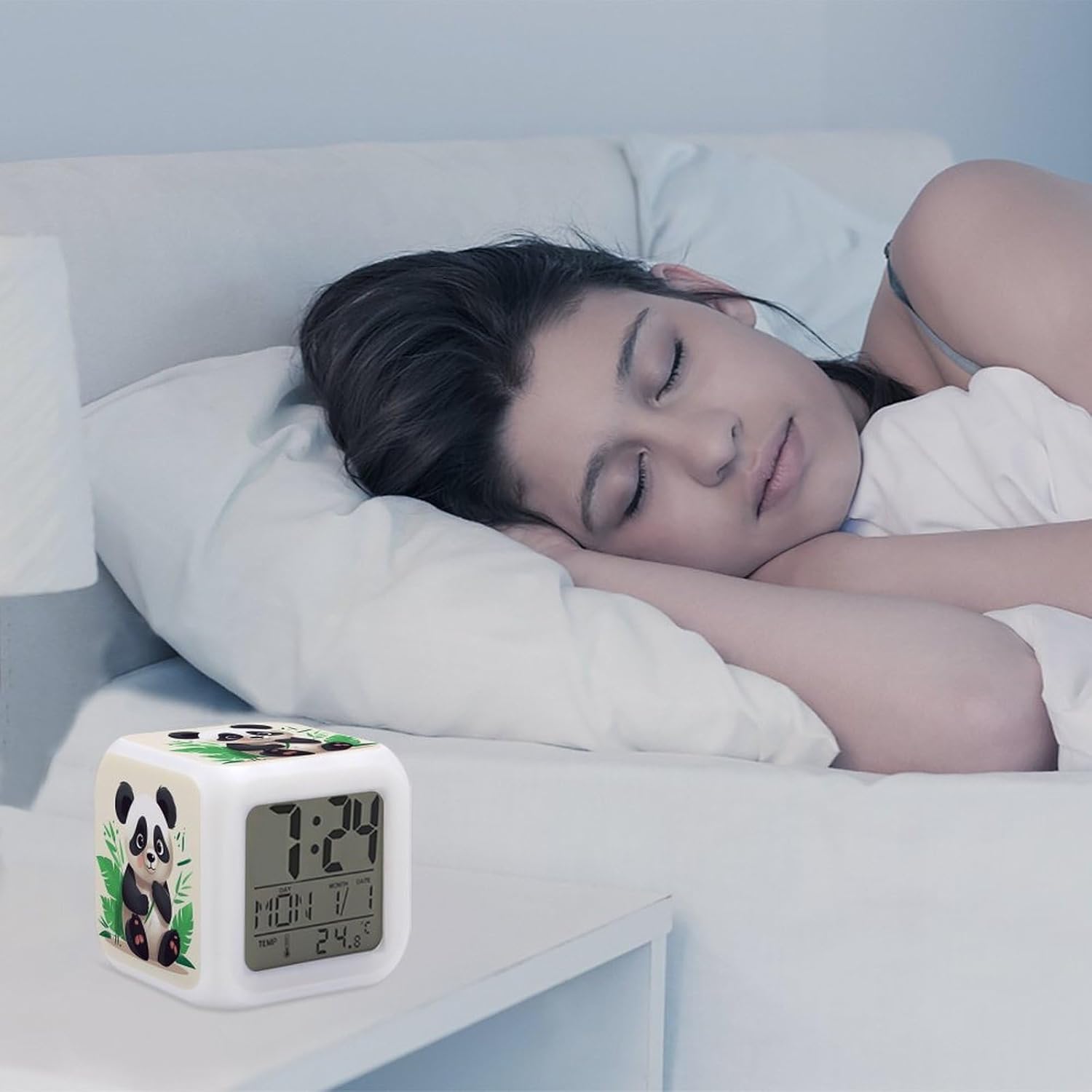 Panda Star LED Alarm Clock with 7 Color Nightlight