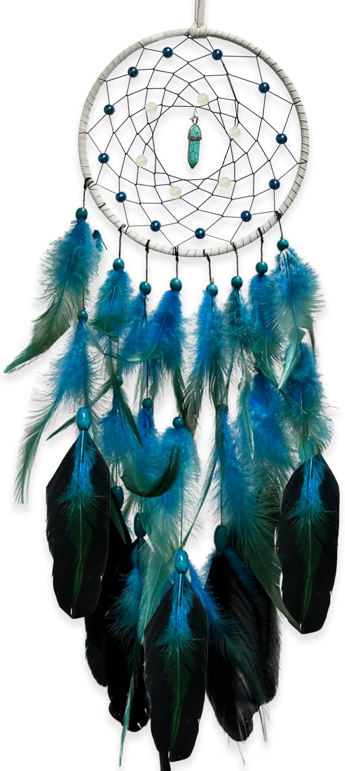 Blue Dream Catchers Luminous Dream Catcher for Kids Bedroom Wall Hanging Handmade Nature Decor