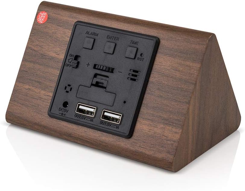 OCT17 Brown LED Alarm Digital Desk Clock with Brightness Control