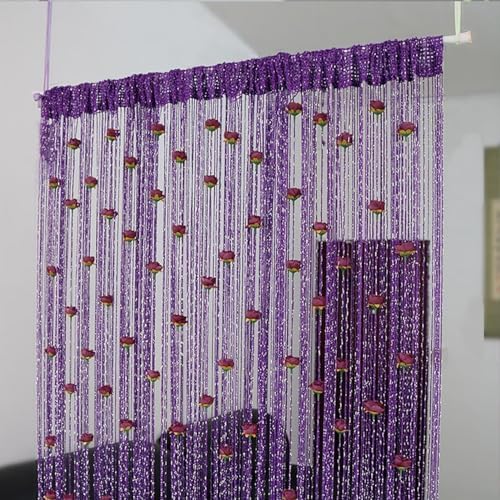 Generic Rose Thread Door Curtain 39x79 Inch Purple