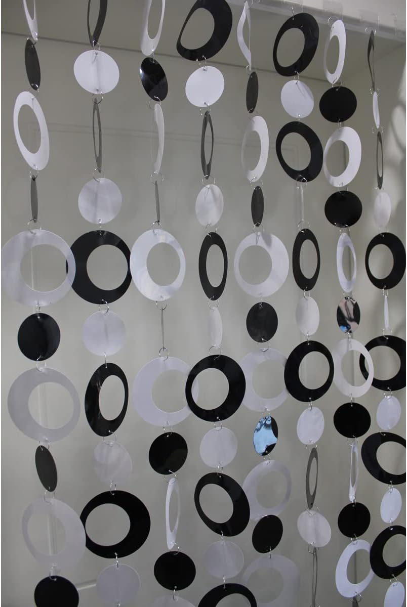 QueenBox 63in 8pcs Round Sequin Beaded Curtain