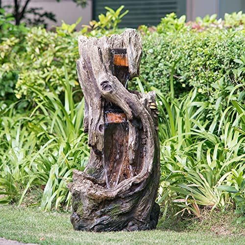 Kinsive Tree Trunk Fountain with Light for Indoor Outdoor Use