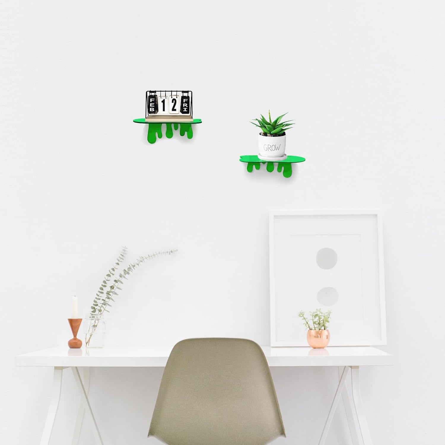 SetGame 2-Pack Green Acrylic Floating Wall Shelves