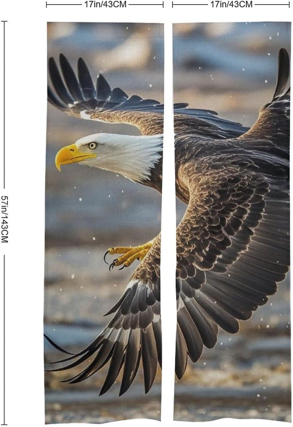 Bald Eagle Flying Thermal Door Curtain 57x17 Inch