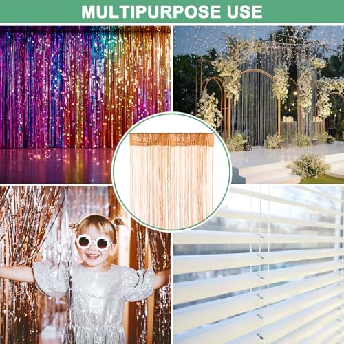 Orange Decorative Door String Curtain 39x79 Inch Fringe Panel for Room Divider and Interior Decoration