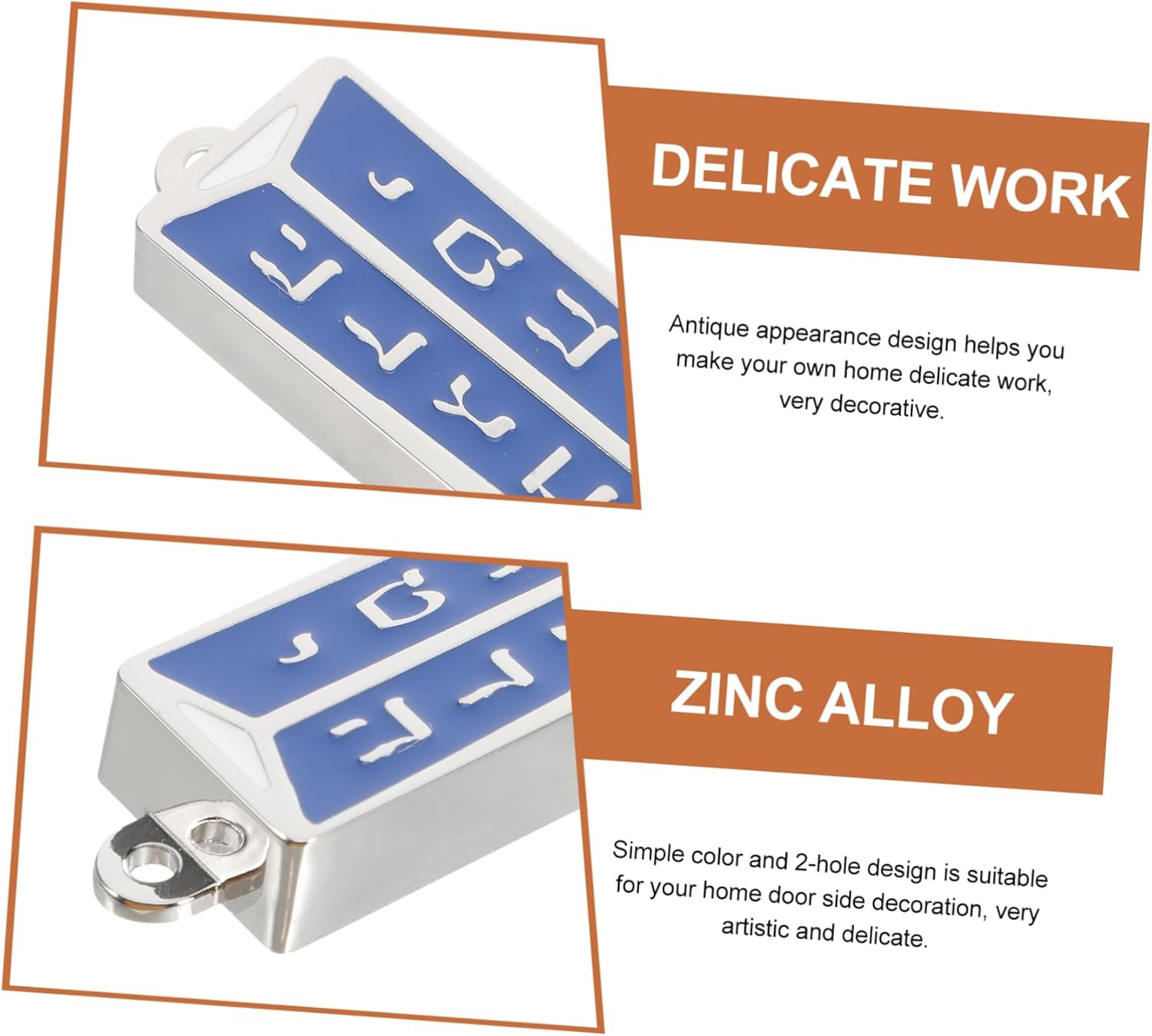 Wakauto Mezuzah Case with Hebrew Scroll and Decorative Metal Door Ornament