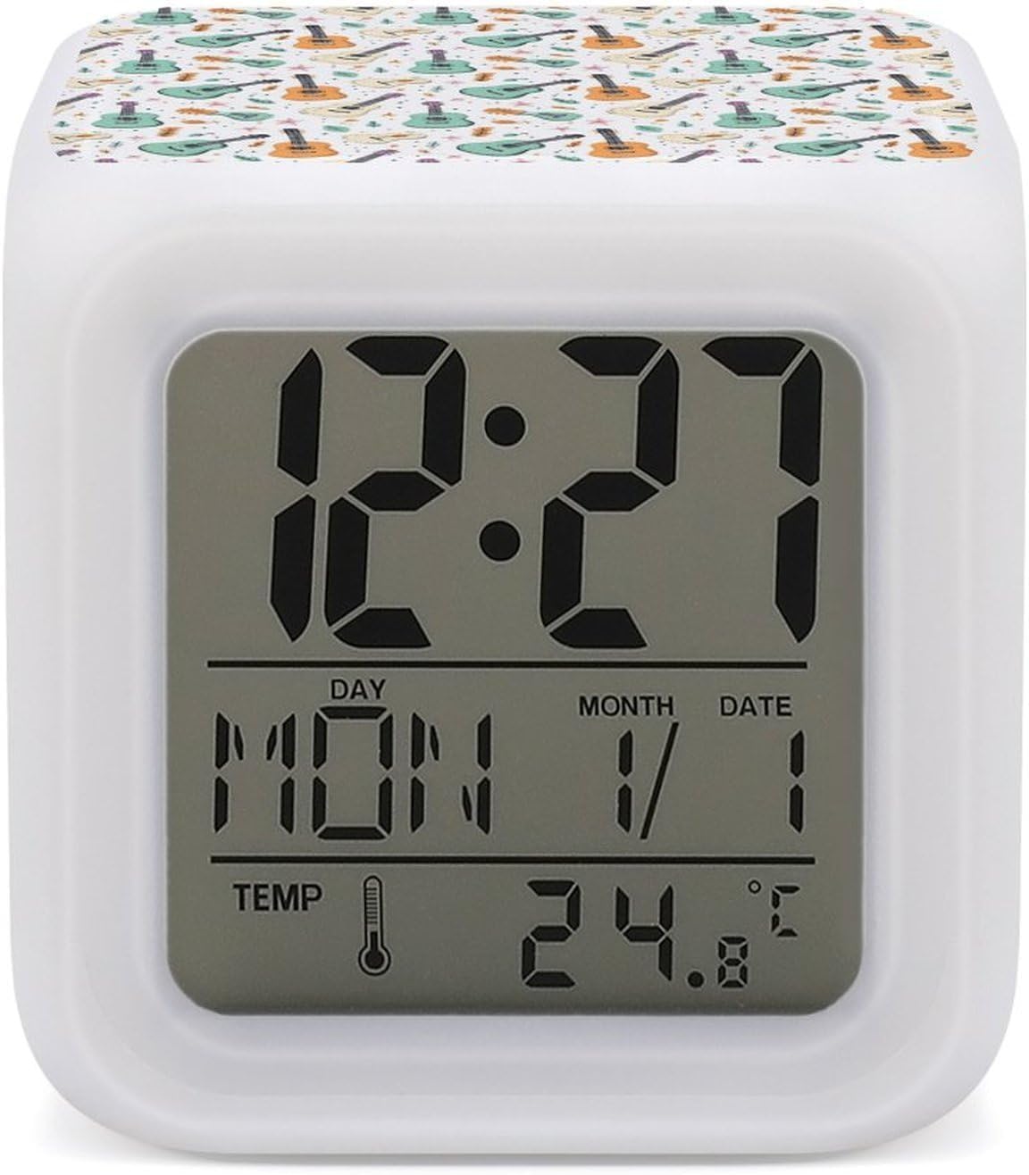Novastar Guitar Colorful Stars Print Led Alarm Clock