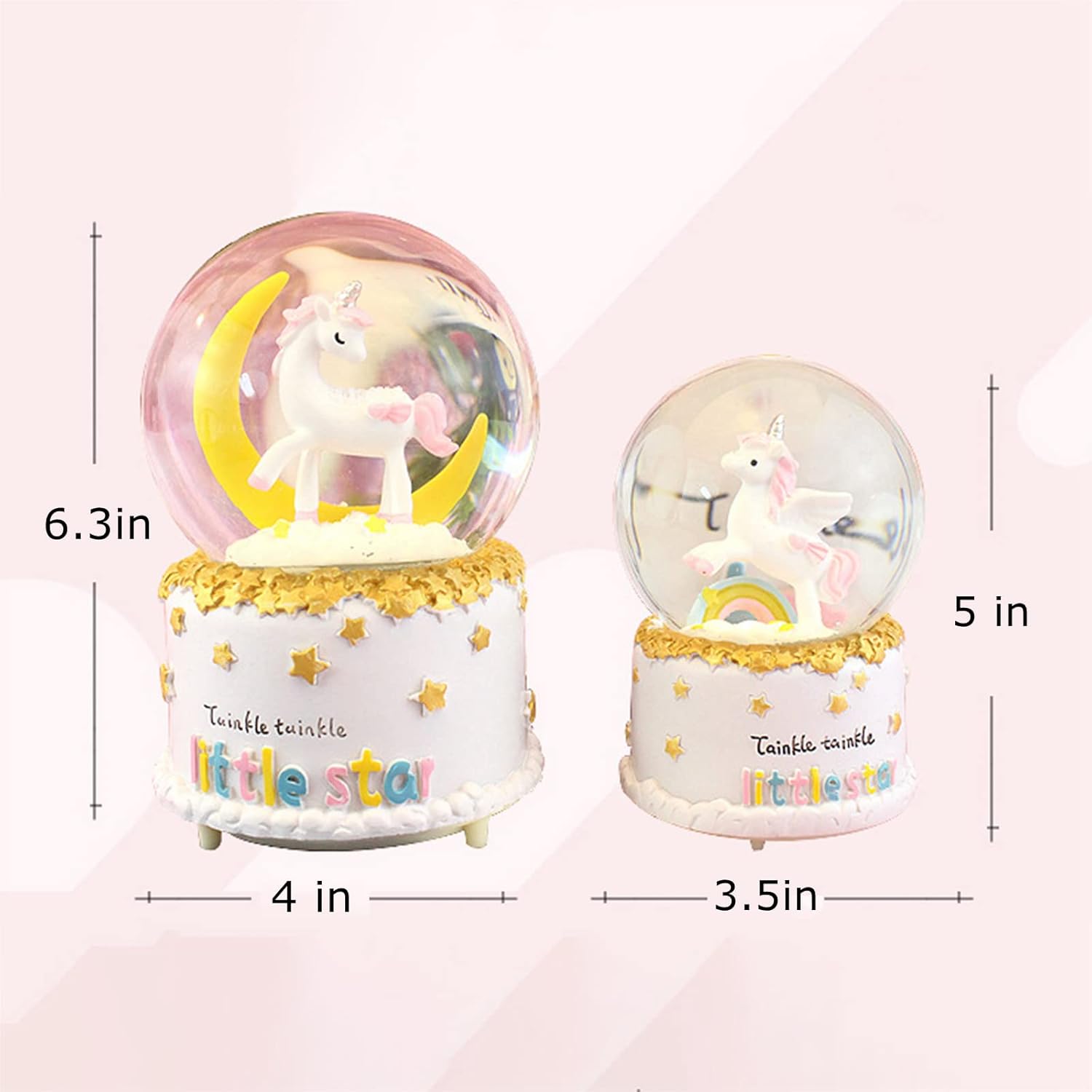 JORMEY Unicorn Musical Snow Globe with Lights