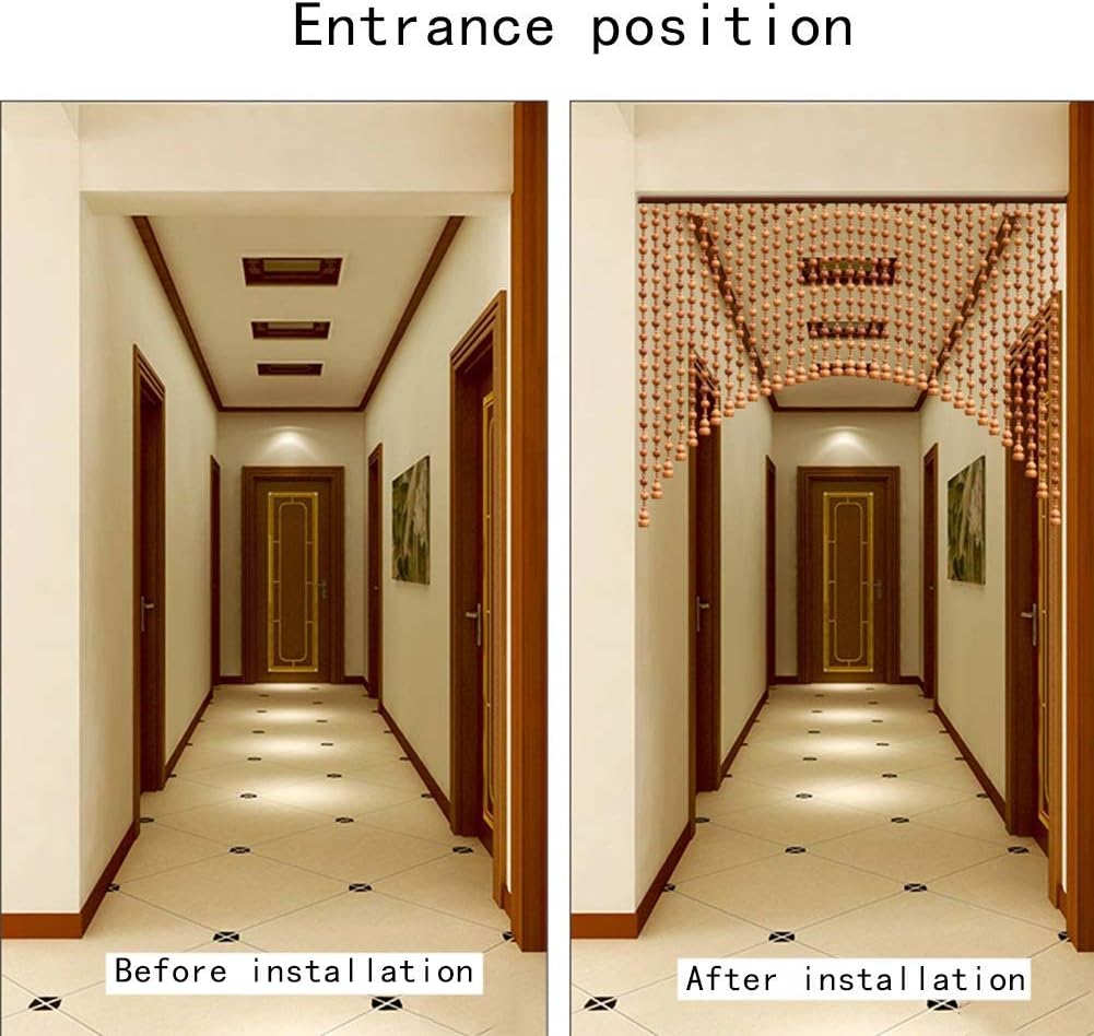 Beaded Curtain with Wooden Beads Door String for Room Divider Window Decoration